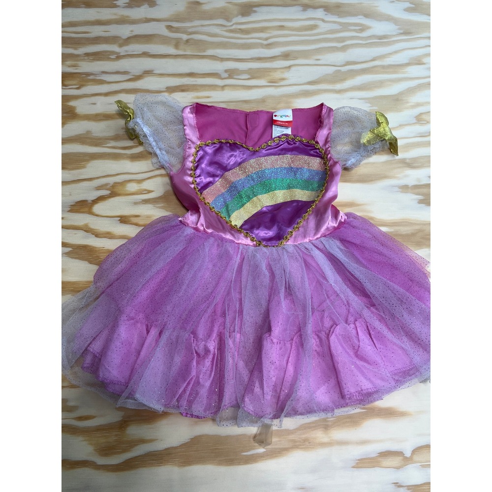 Disguise Toddler Girls Rainbow Heart Tutu Dress Costume Pink Purple 3T-4T